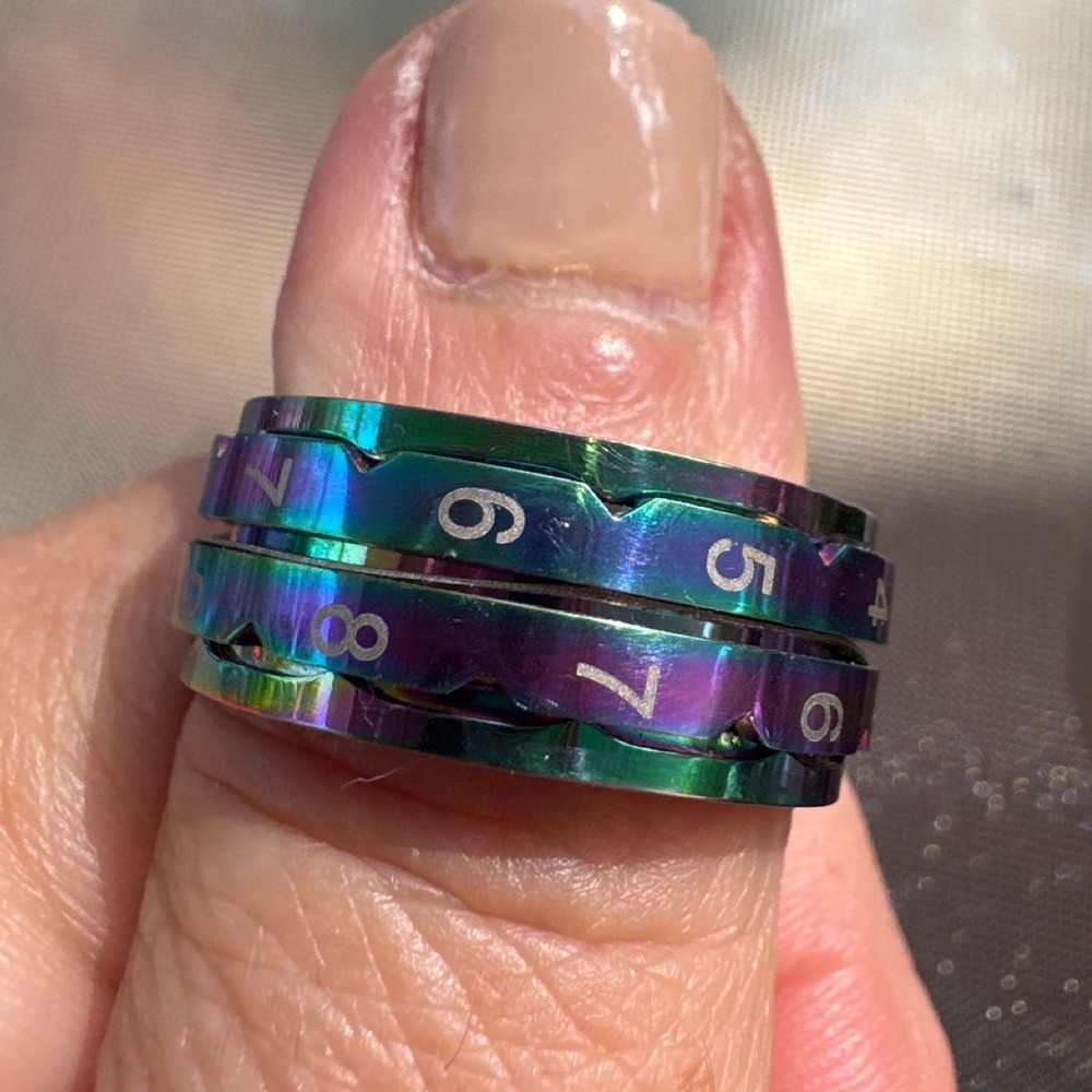 KnitPro Rainbow Ring Row Counter Spinner Knitting Crochet Finger Counter Size 11